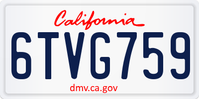 CA license plate 6TVG759