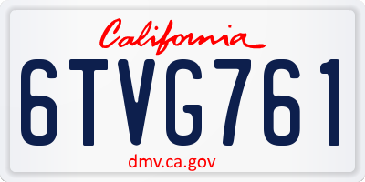 CA license plate 6TVG761