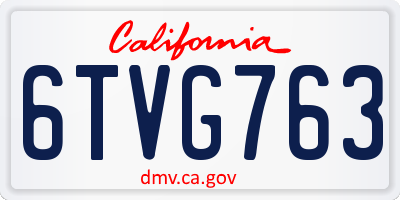 CA license plate 6TVG763