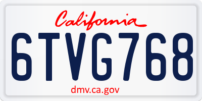 CA license plate 6TVG768
