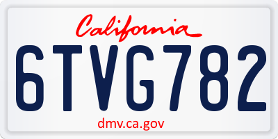 CA license plate 6TVG782