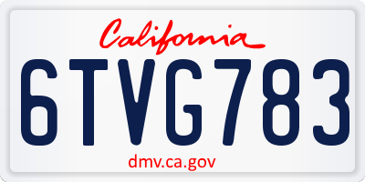 CA license plate 6TVG783