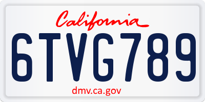 CA license plate 6TVG789