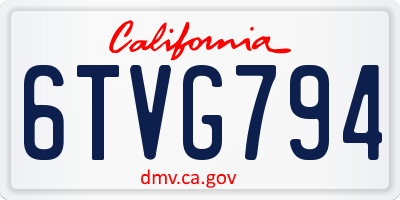 CA license plate 6TVG794