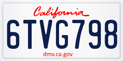 CA license plate 6TVG798