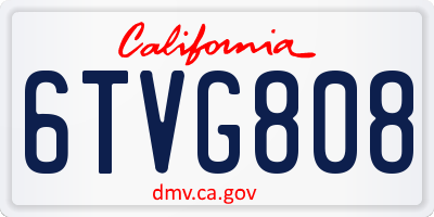 CA license plate 6TVG808