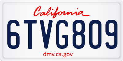 CA license plate 6TVG809