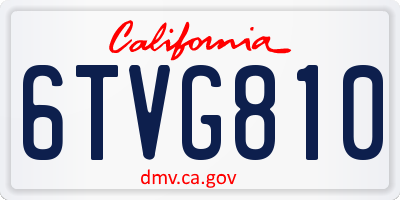 CA license plate 6TVG810