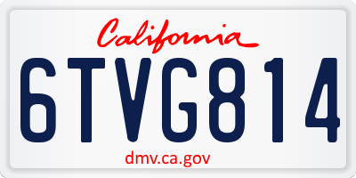 CA license plate 6TVG814
