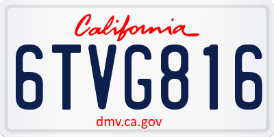 CA license plate 6TVG816