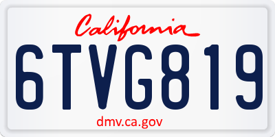 CA license plate 6TVG819