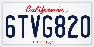 CA license plate 6TVG820