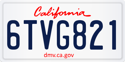 CA license plate 6TVG821
