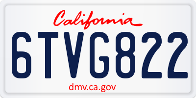 CA license plate 6TVG822