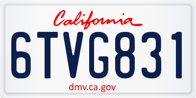 CA license plate 6TVG831