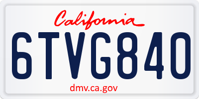 CA license plate 6TVG840