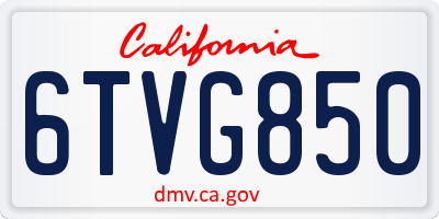 CA license plate 6TVG850