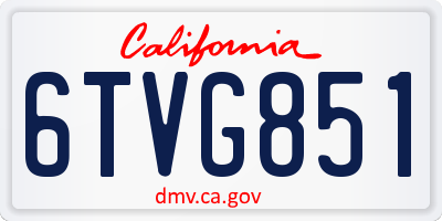CA license plate 6TVG851