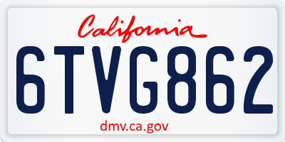 CA license plate 6TVG862