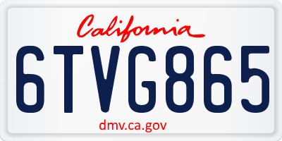 CA license plate 6TVG865