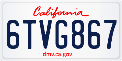 CA license plate 6TVG867