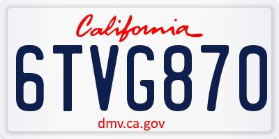 CA license plate 6TVG870