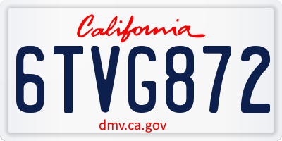CA license plate 6TVG872