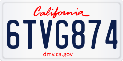 CA license plate 6TVG874