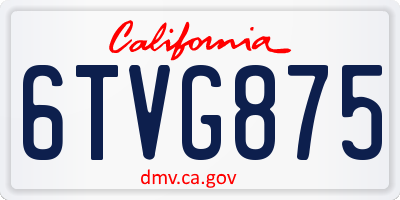 CA license plate 6TVG875