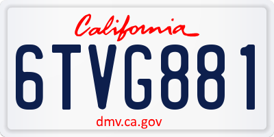 CA license plate 6TVG881
