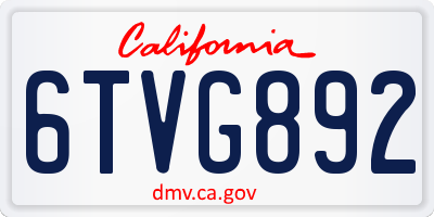 CA license plate 6TVG892
