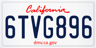 CA license plate 6TVG896