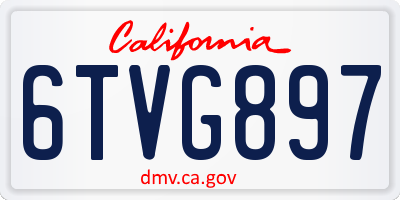CA license plate 6TVG897