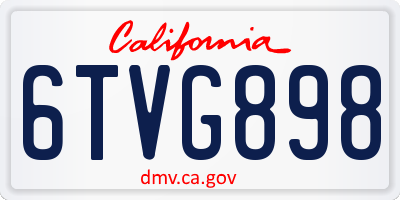 CA license plate 6TVG898