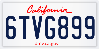 CA license plate 6TVG899