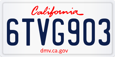 CA license plate 6TVG903