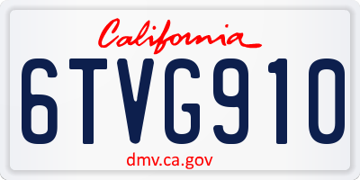 CA license plate 6TVG910