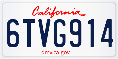 CA license plate 6TVG914