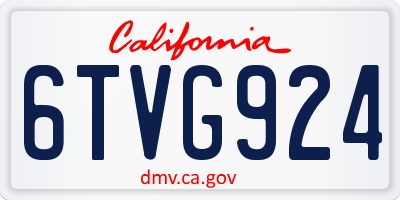CA license plate 6TVG924