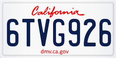 CA license plate 6TVG926