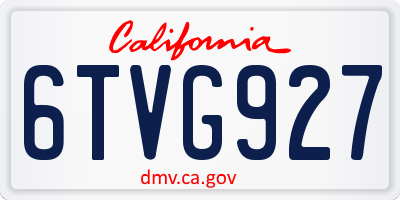 CA license plate 6TVG927