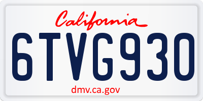 CA license plate 6TVG930