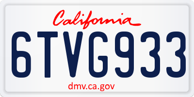 CA license plate 6TVG933