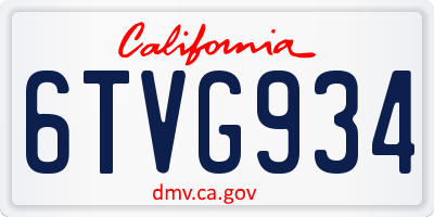 CA license plate 6TVG934