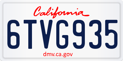 CA license plate 6TVG935