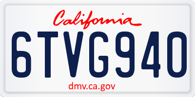 CA license plate 6TVG940