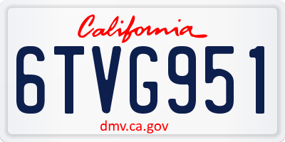 CA license plate 6TVG951