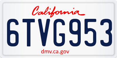 CA license plate 6TVG953