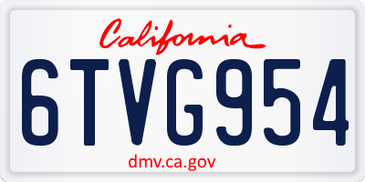 CA license plate 6TVG954