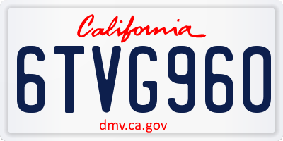CA license plate 6TVG960